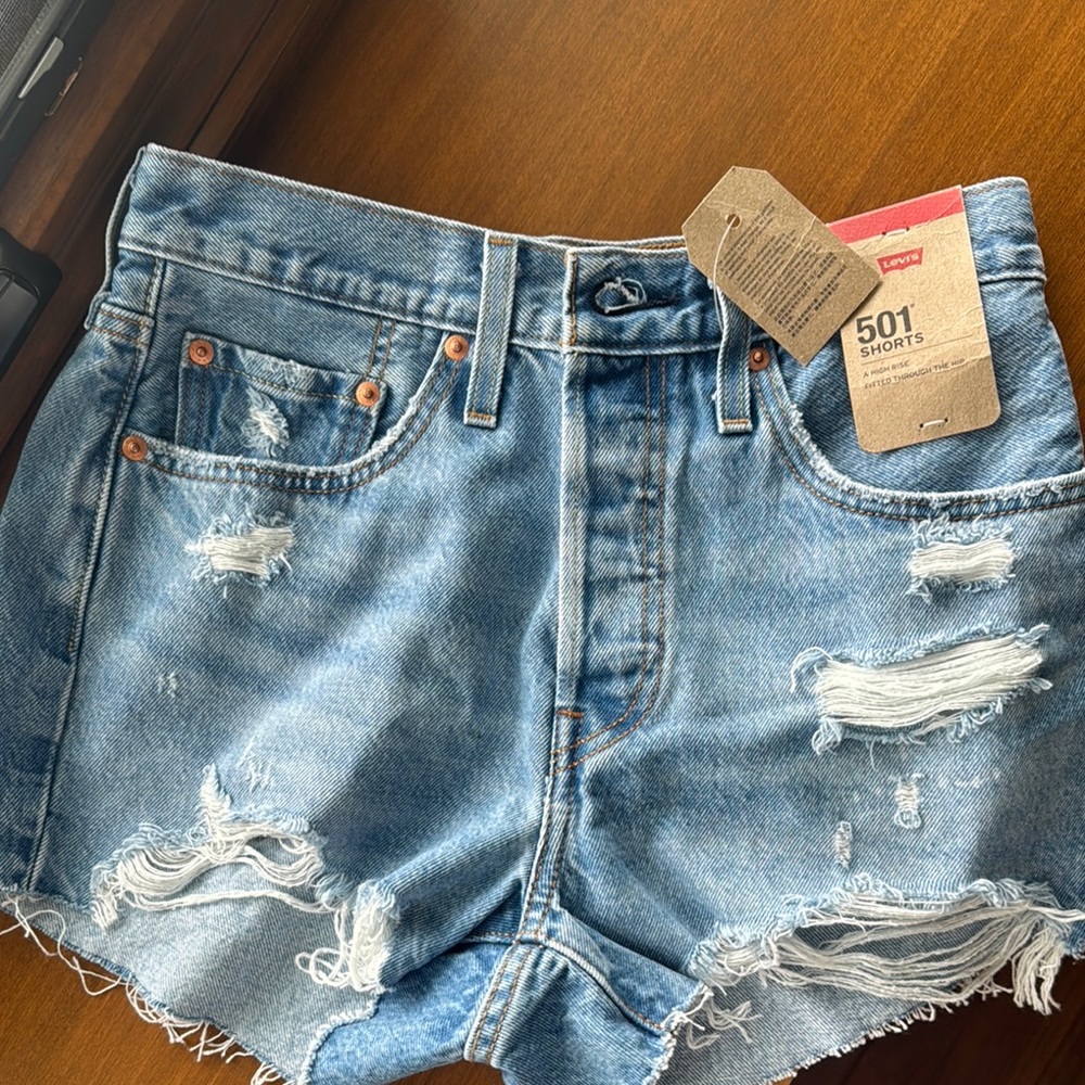 Levi's Blue Distressed Jean Shorts Vintage-Inspired